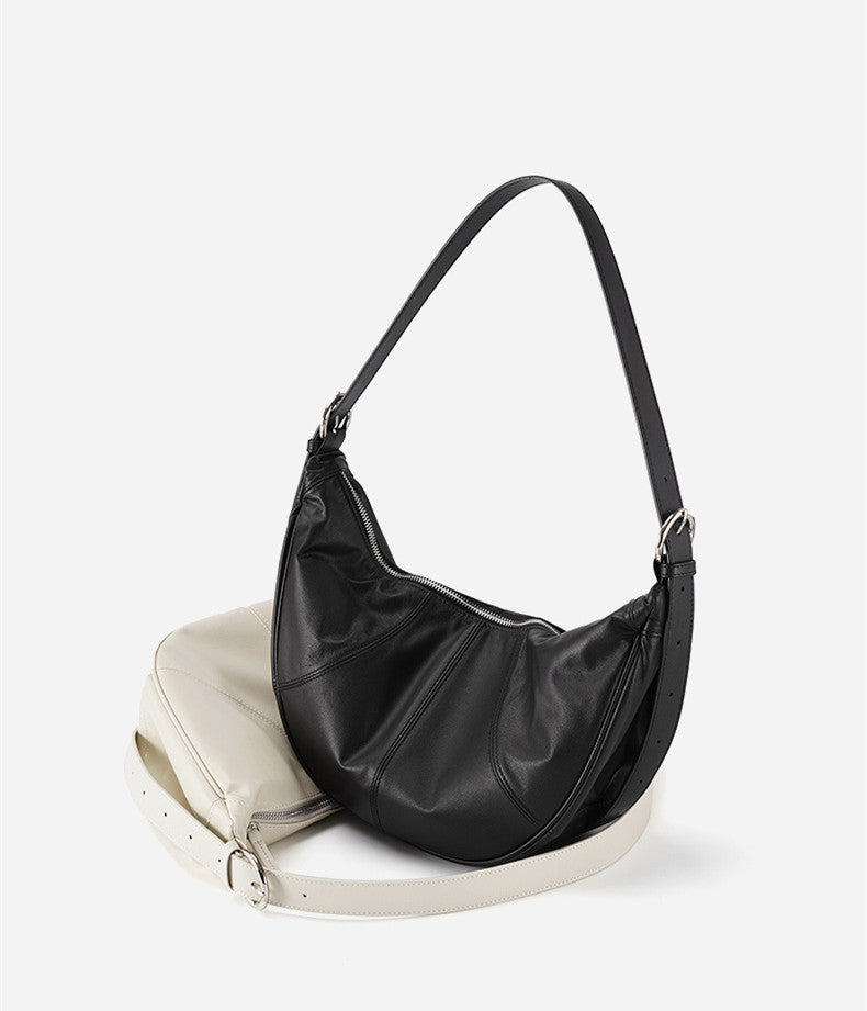 Stylish Soft Leather Women's Shoulder Bag Crescent Form woyaza