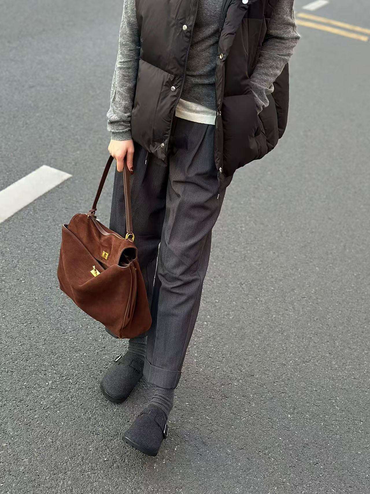 premium leather bag with handles