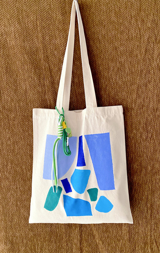 Slouchy Canvas Tote with Hand Drawn Art
