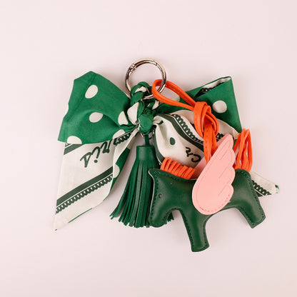 Cute animal ribbon key ring accessory styled for spring fashion