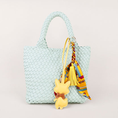 Fox bag decoration clipped onto a casual canvas tote
