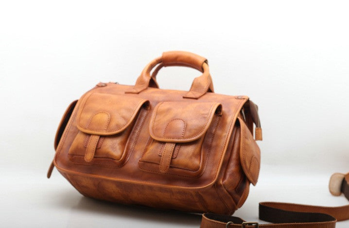 Classic Leather Gym Duffle Bag for Travel Woyaza