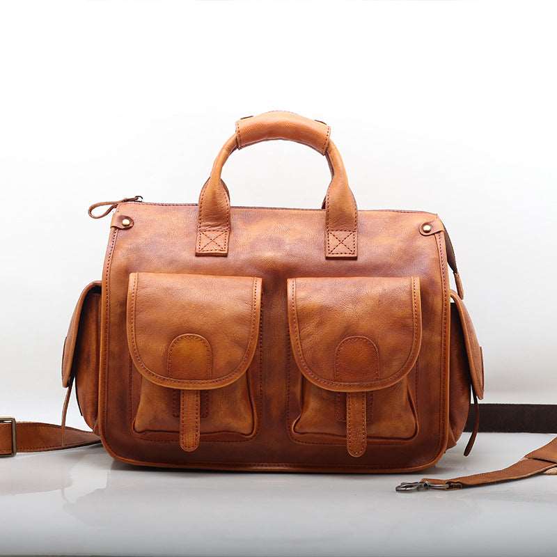 Rugged Leather Travel Tote for Him Woyaza