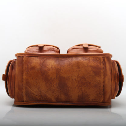 Elegant Leather Travel Duffel Bag for Him Woyaza