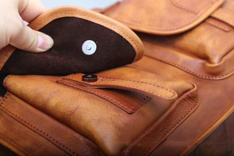Sophisticated Leather Travel Satchel for Him Woyaza