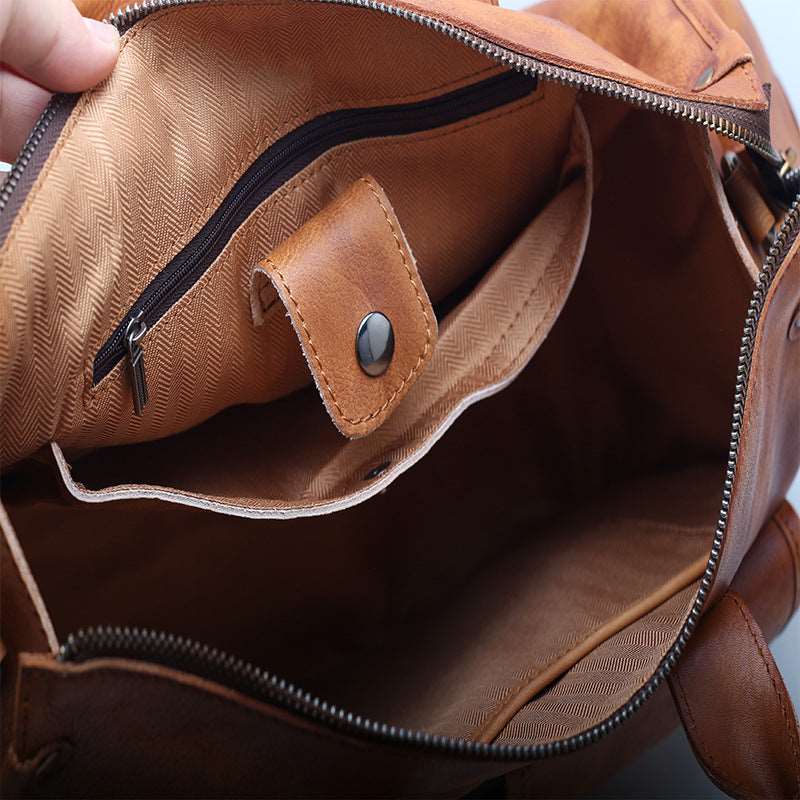 Antique Leather Gym Bag for Traveling Woyaza