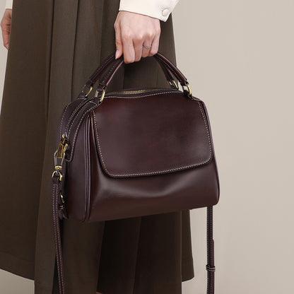 Sophisticated Leather Top Handle Bag Woyaza