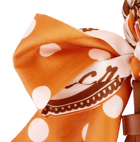 Handmade orange bow charm for tote bags and handbags