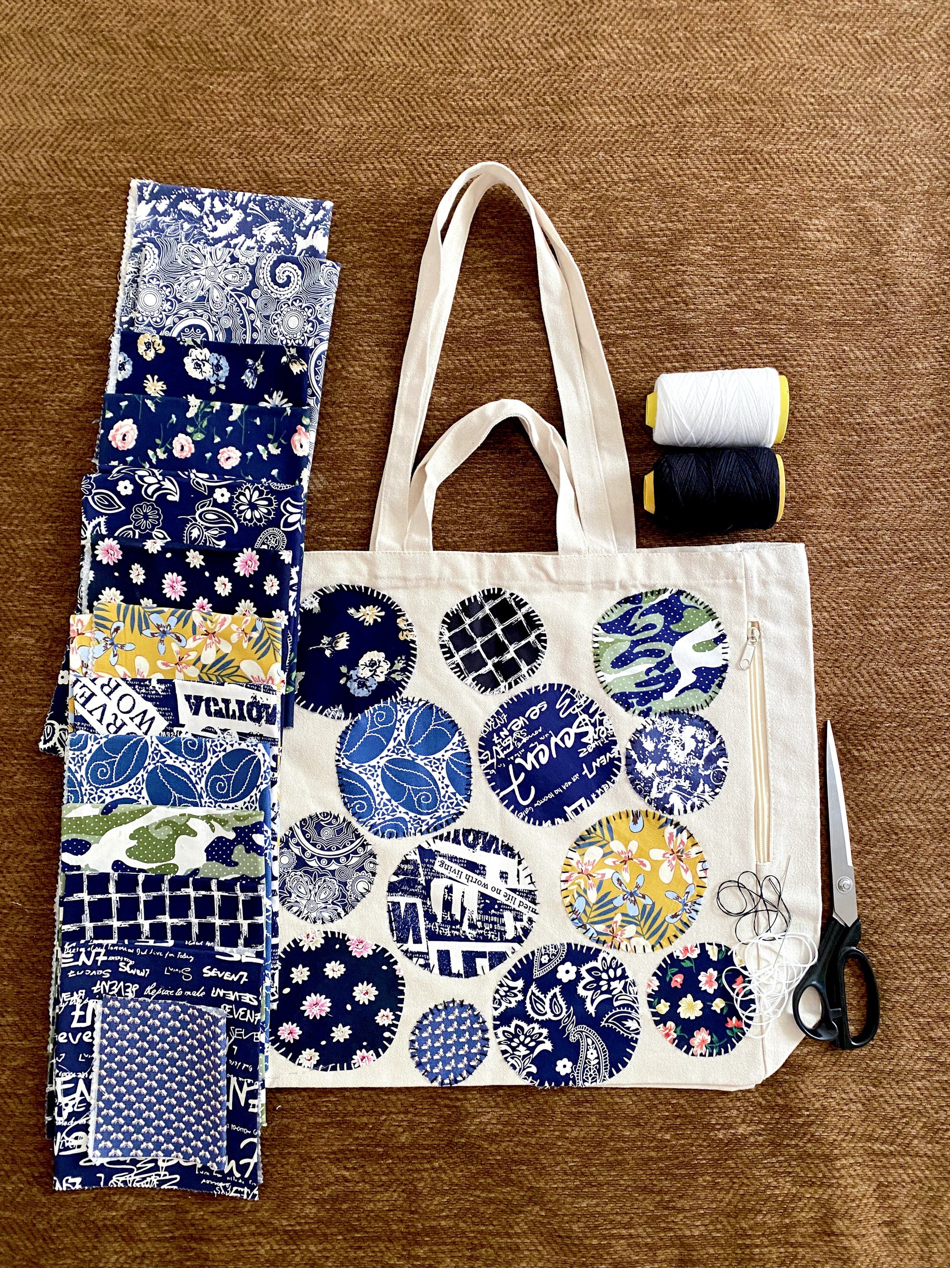 Unique patchwork carryall offered as a thoughtful gift during a family gathering