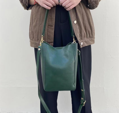 Handmade Women's Vintage Leather Bucket Bag