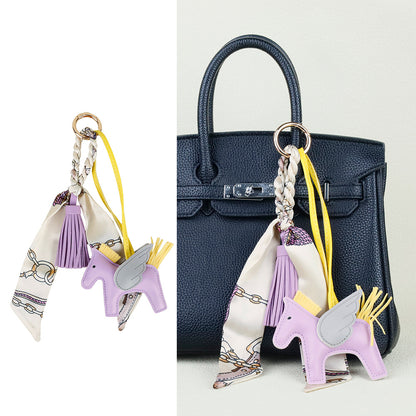Elegant leather horse charm accent for trendy designer purses and luxury handbags