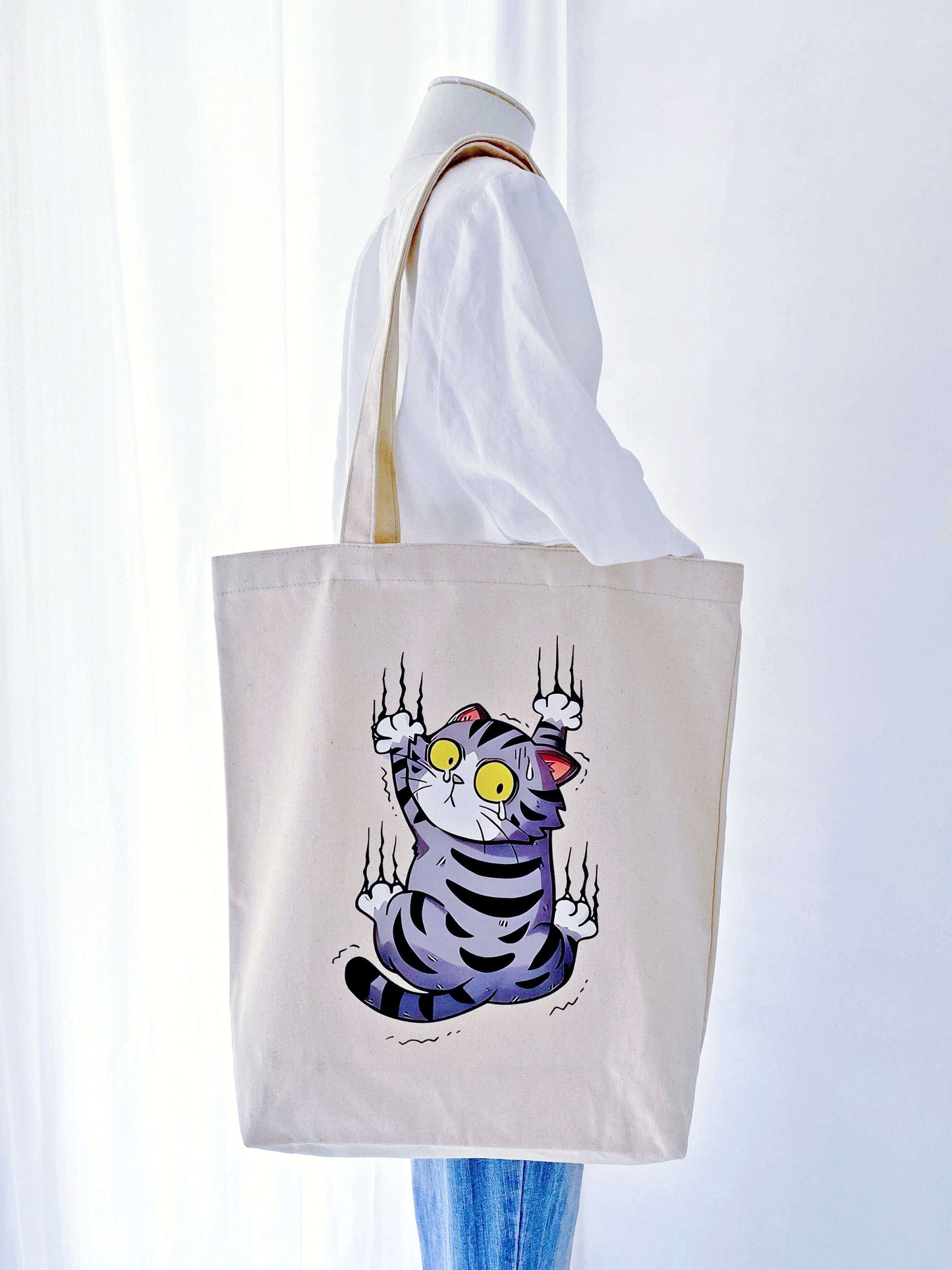 Close-up texture of natural canvas fabric showing unique hand-printed details