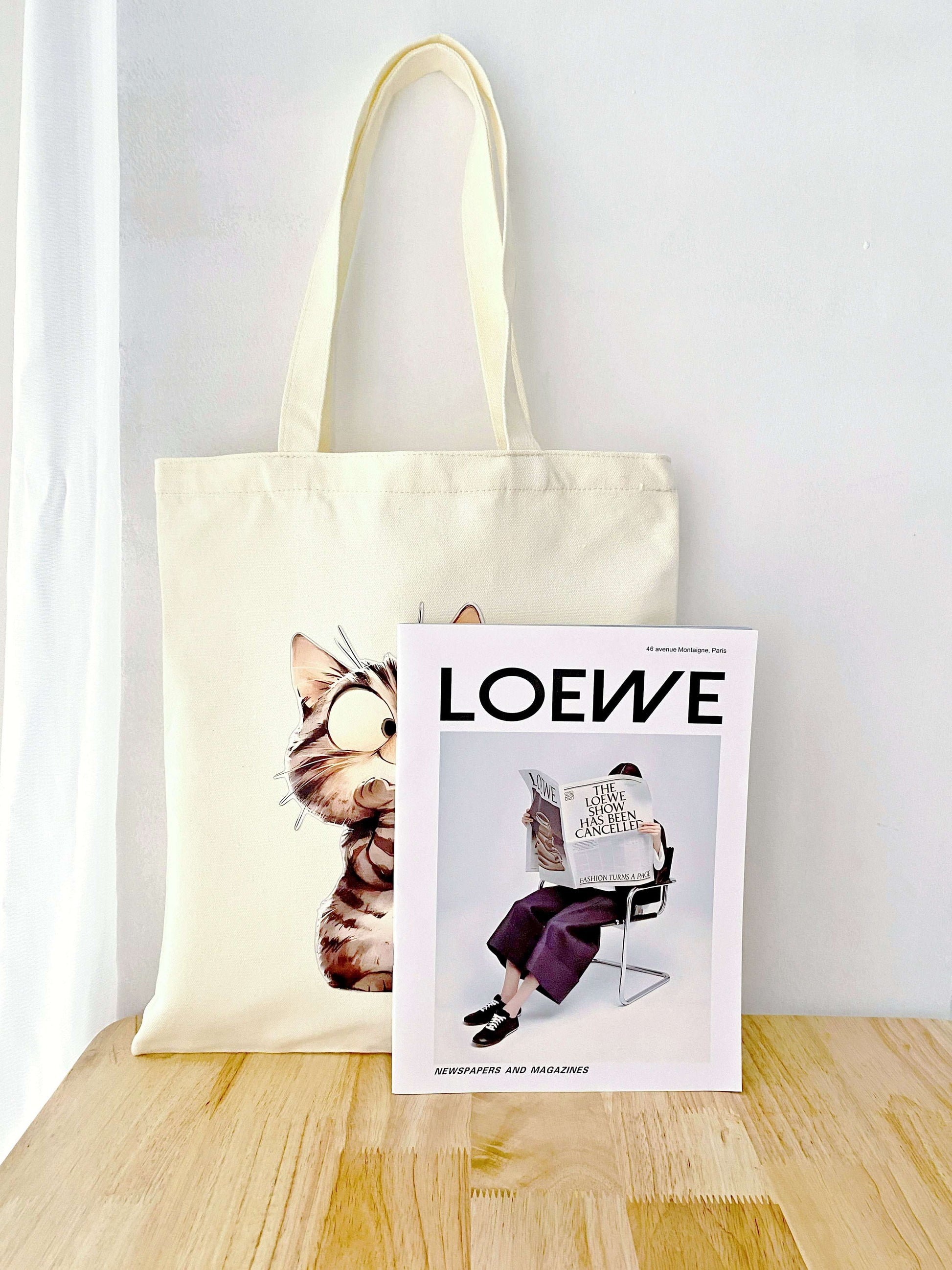 Cute kitty canvas bag for daily use and gifting