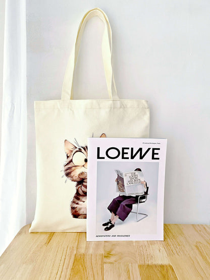 Cute kitty canvas bag for daily use and gifting