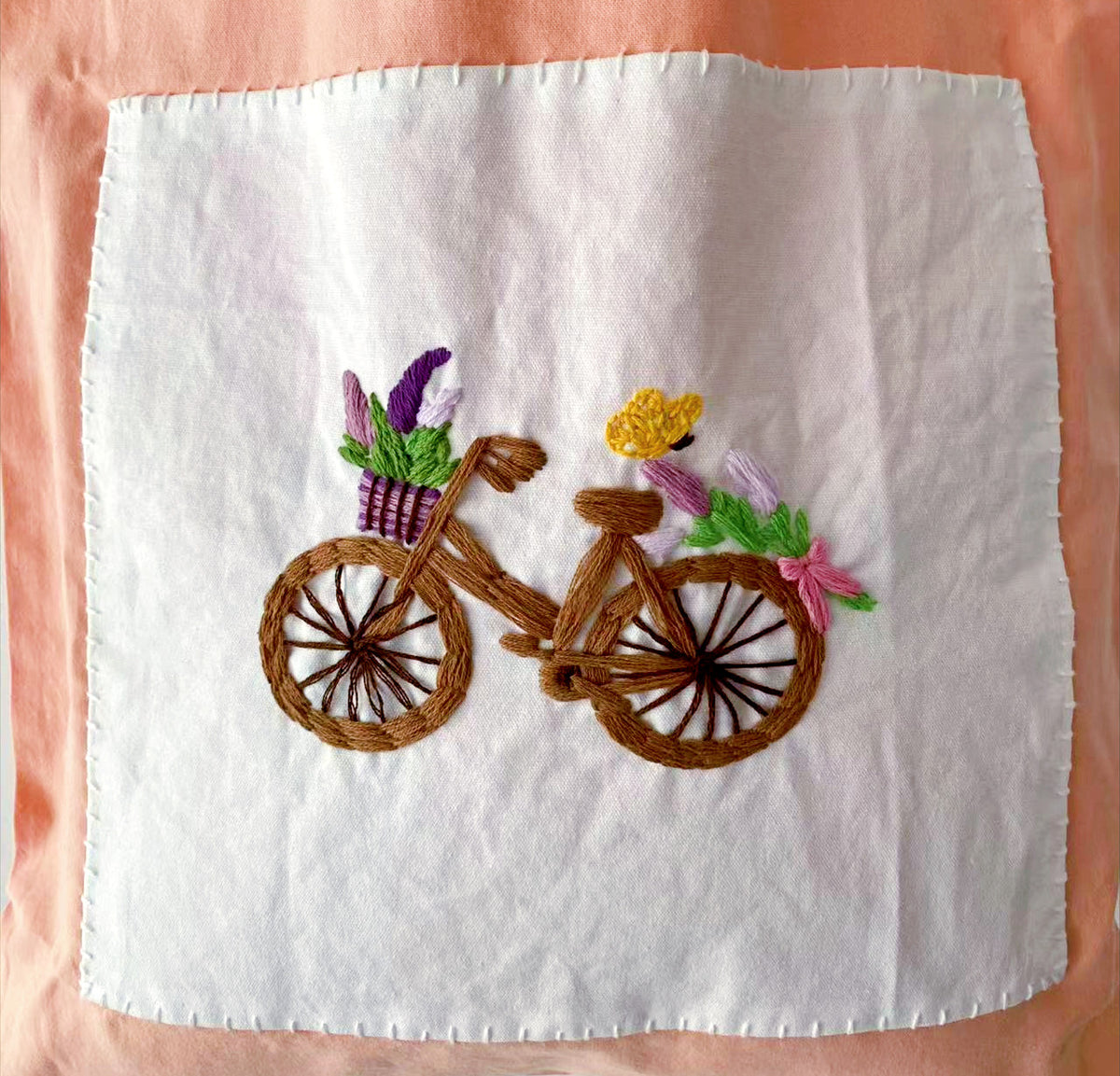 Soft hand-embroidered orange tote selected as a present for mom