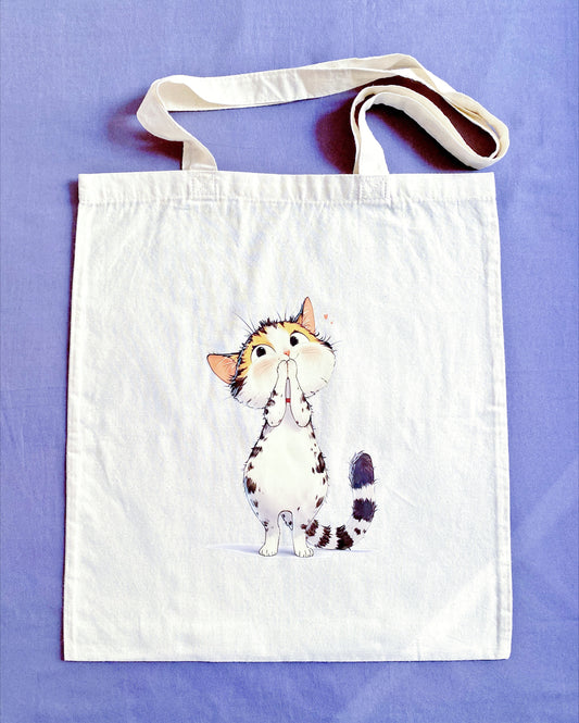 Gifted this soft hand-printed kitty tote to a bestie who loves eco-friendly surprises.