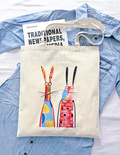 Hand-printed botanical pattern on a lightweight sustainable fabric bag for art lovers