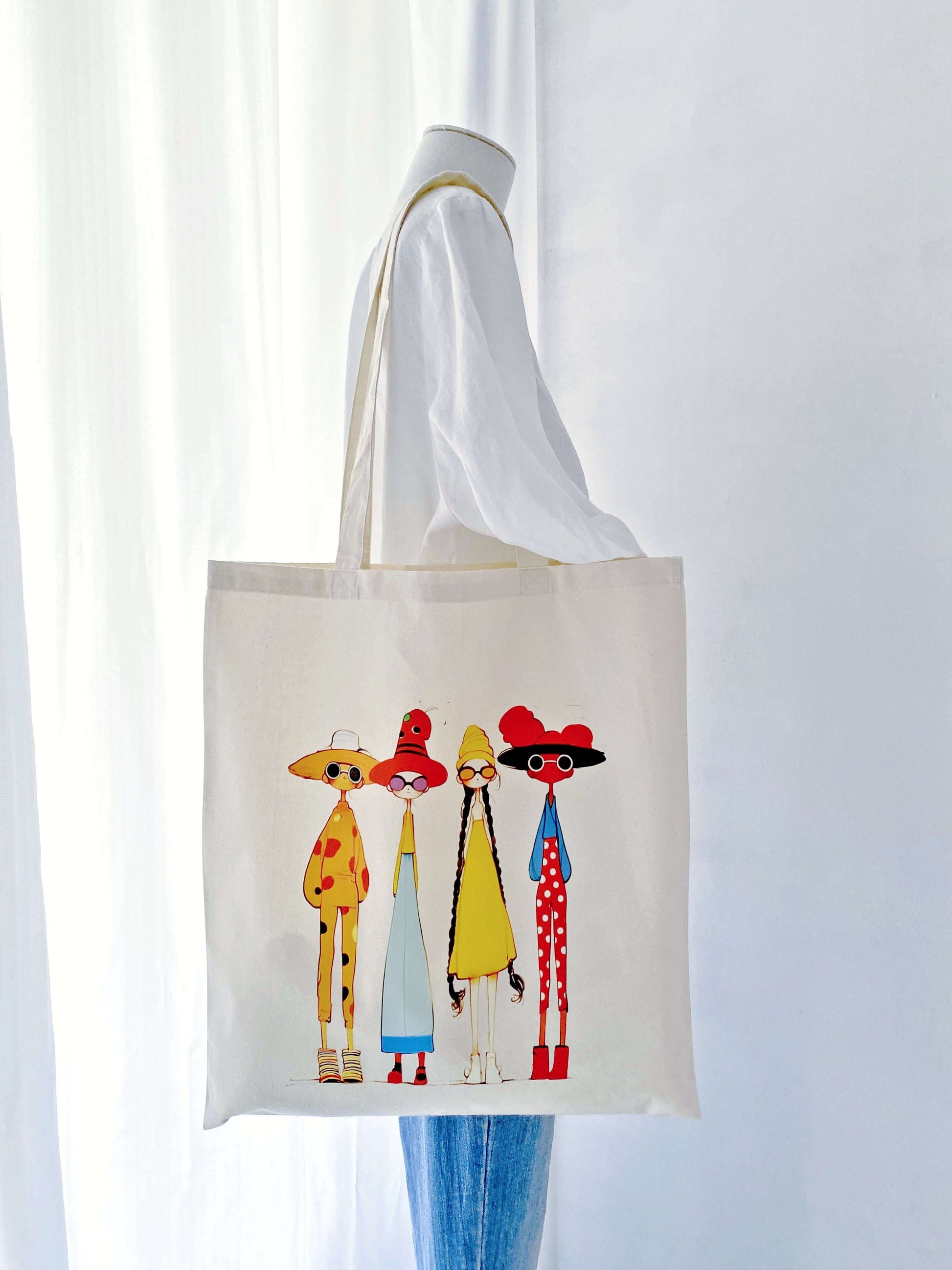 ultra soft fabric tote bag with inclusive female illustration