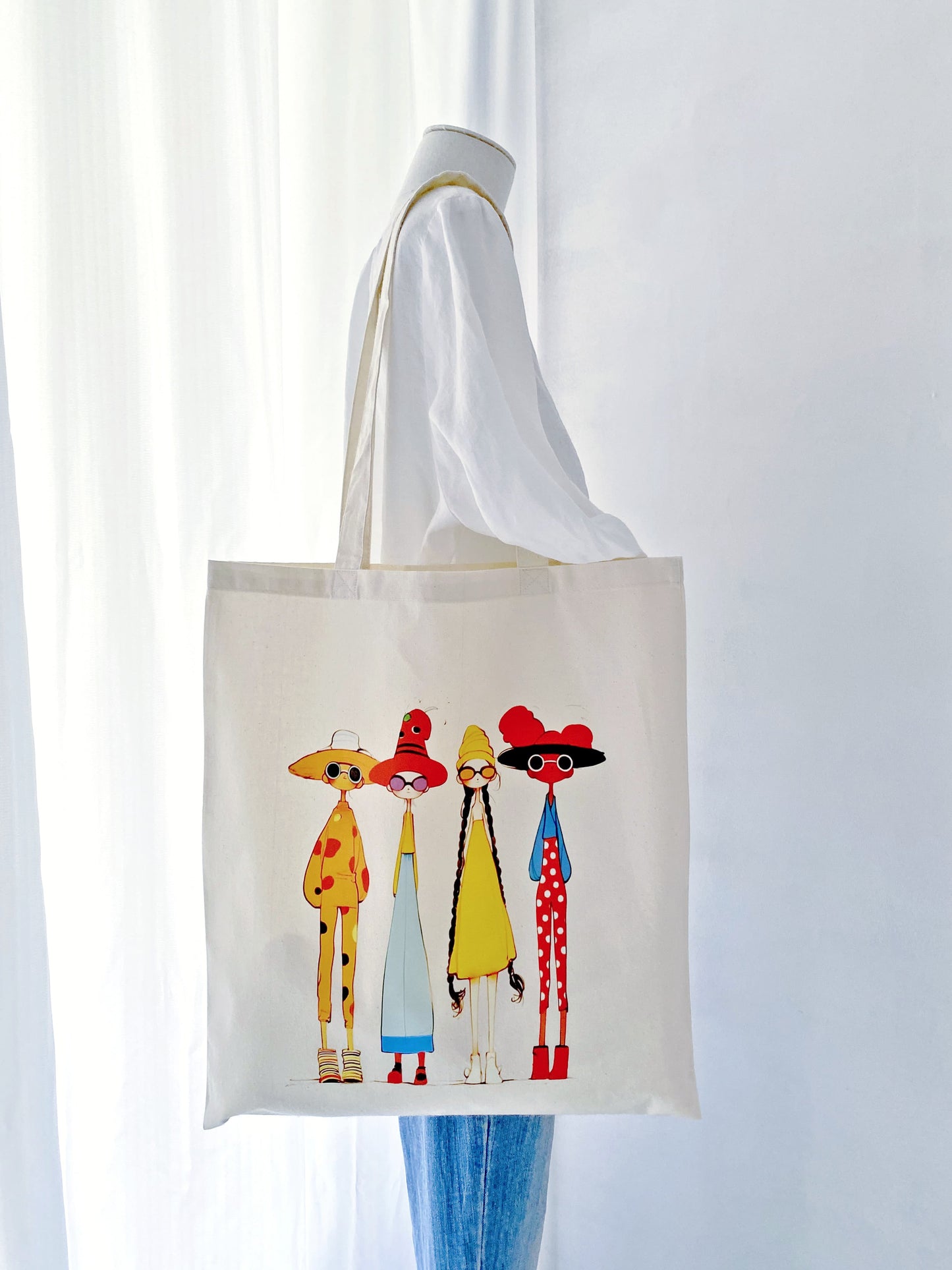 ultra soft fabric tote bag with inclusive female illustration
