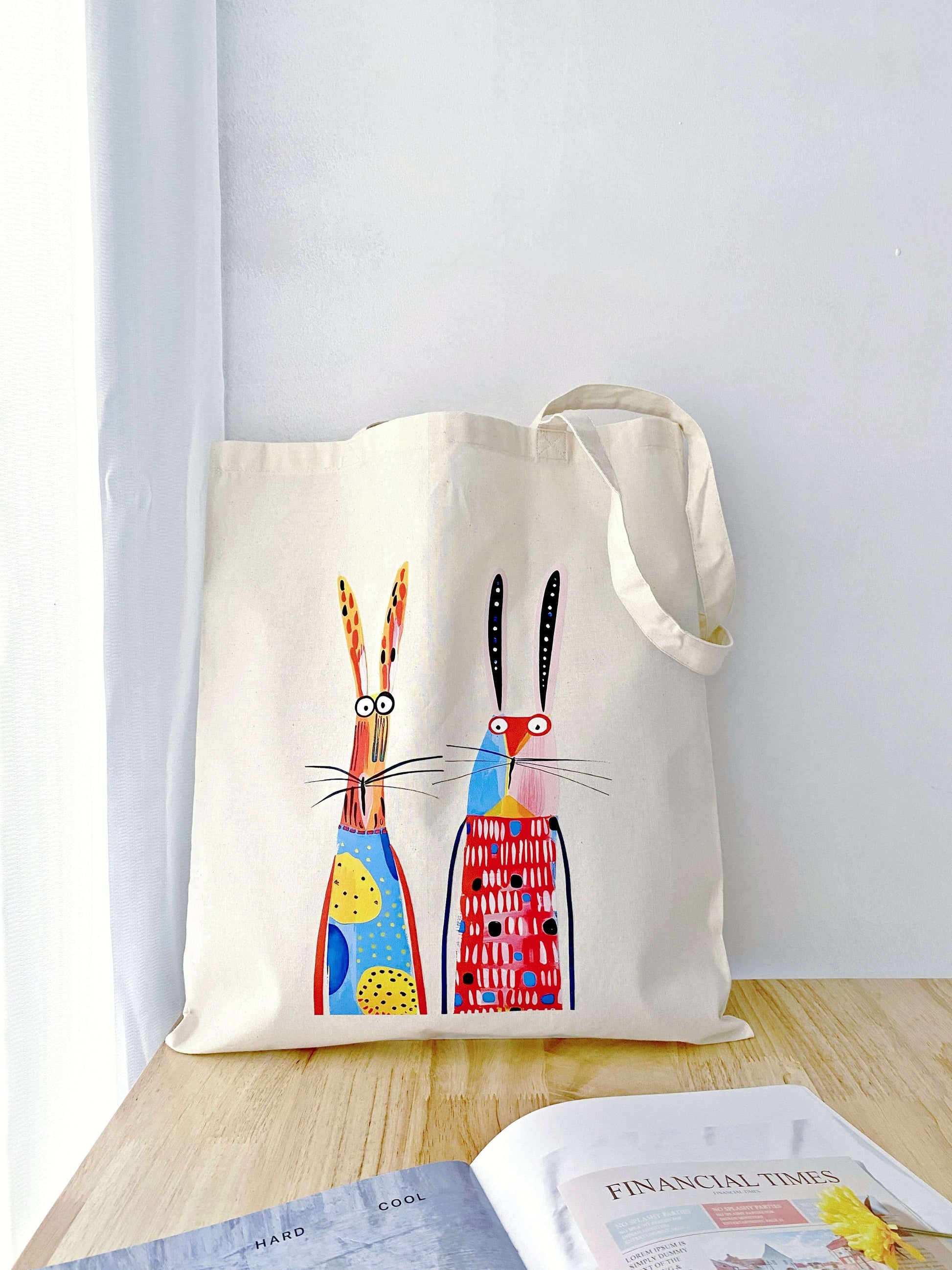 minimal bunny eco tote bag as a thoughtful gift for her