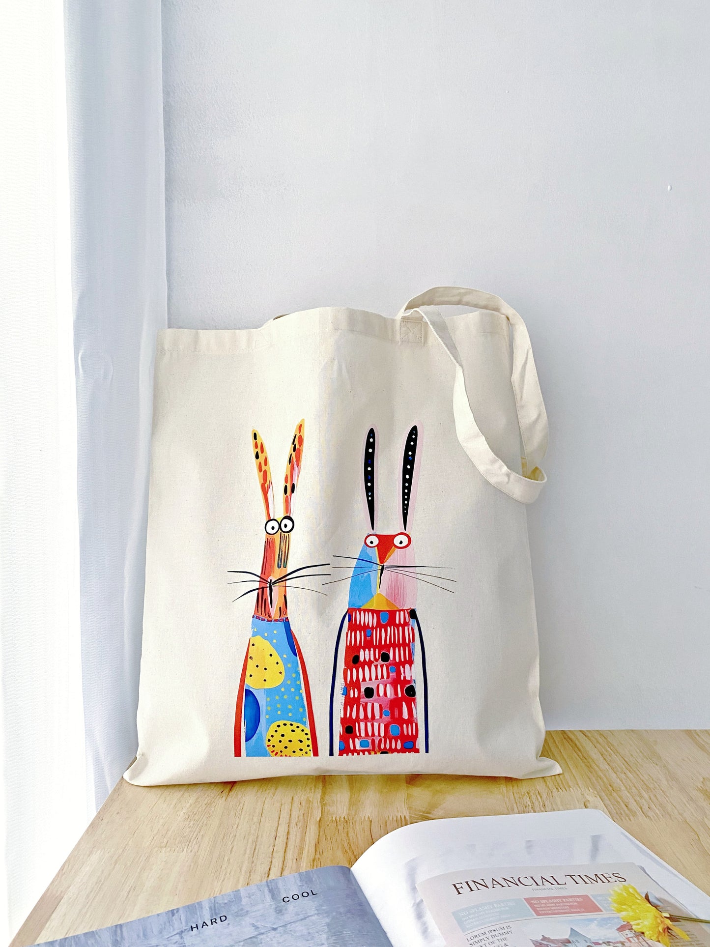 minimal bunny eco tote bag as a thoughtful gift for her