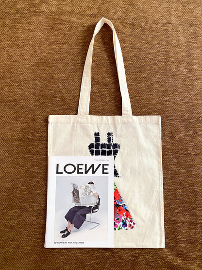 Relaxed cotton tote with original patchwork for everyday errands