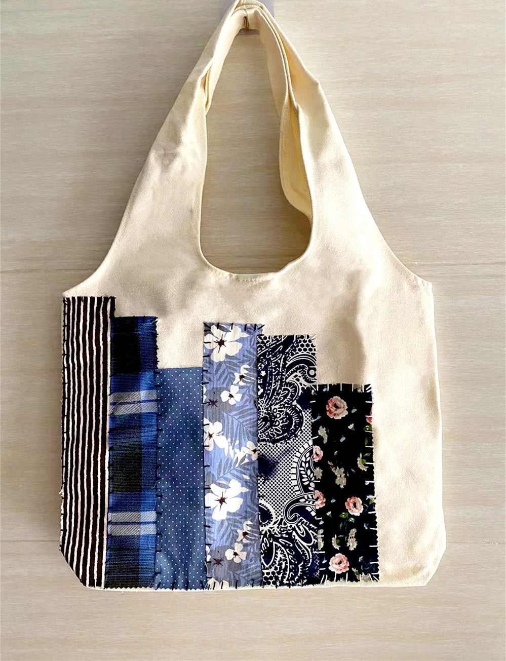 Handmade Patchwork Large Capacity Durable Canvas Tote Bag