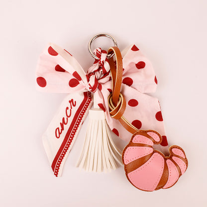 Polka dot bow keychain as a small gift for her