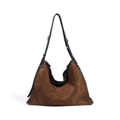 soft-touch suede tote with elegant structure
