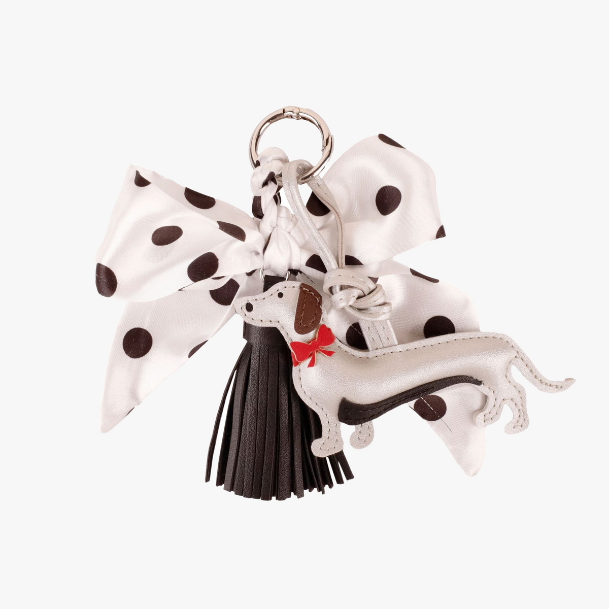 Vintage animal charm with black white polka dot bow