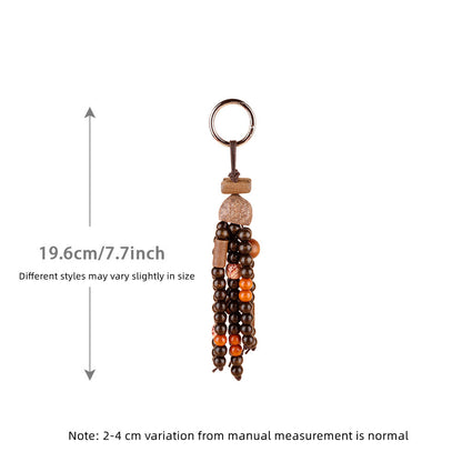 Wish seed inspired bag accessory with natural wood beads