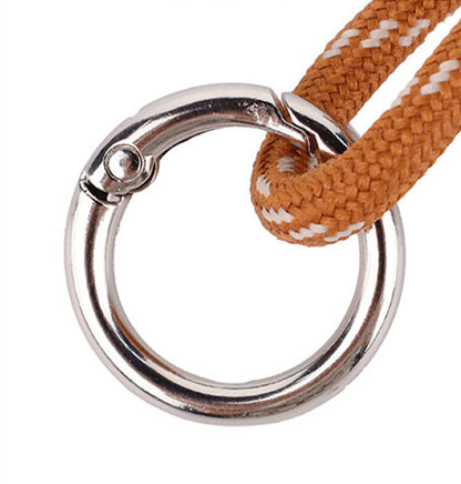 Woven rope key holder with colorful handmade details