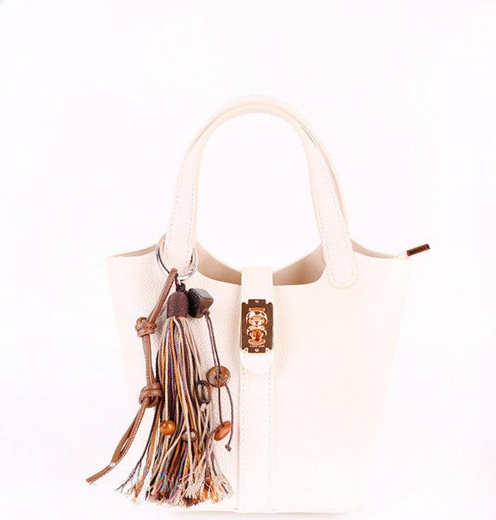 Tassel bag charm with colorful seed bead details