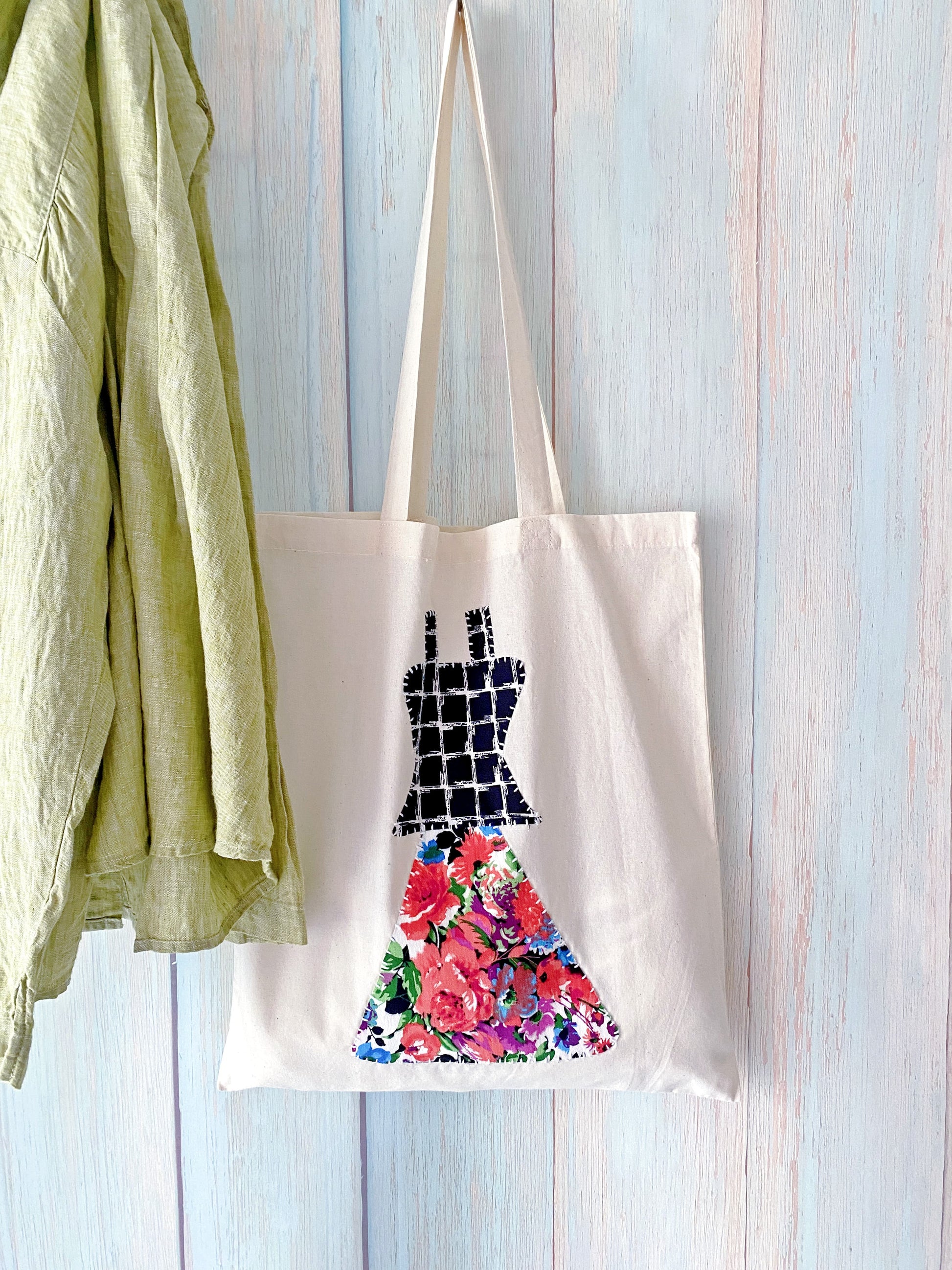 Handmade patchwork tote for farmers market visits