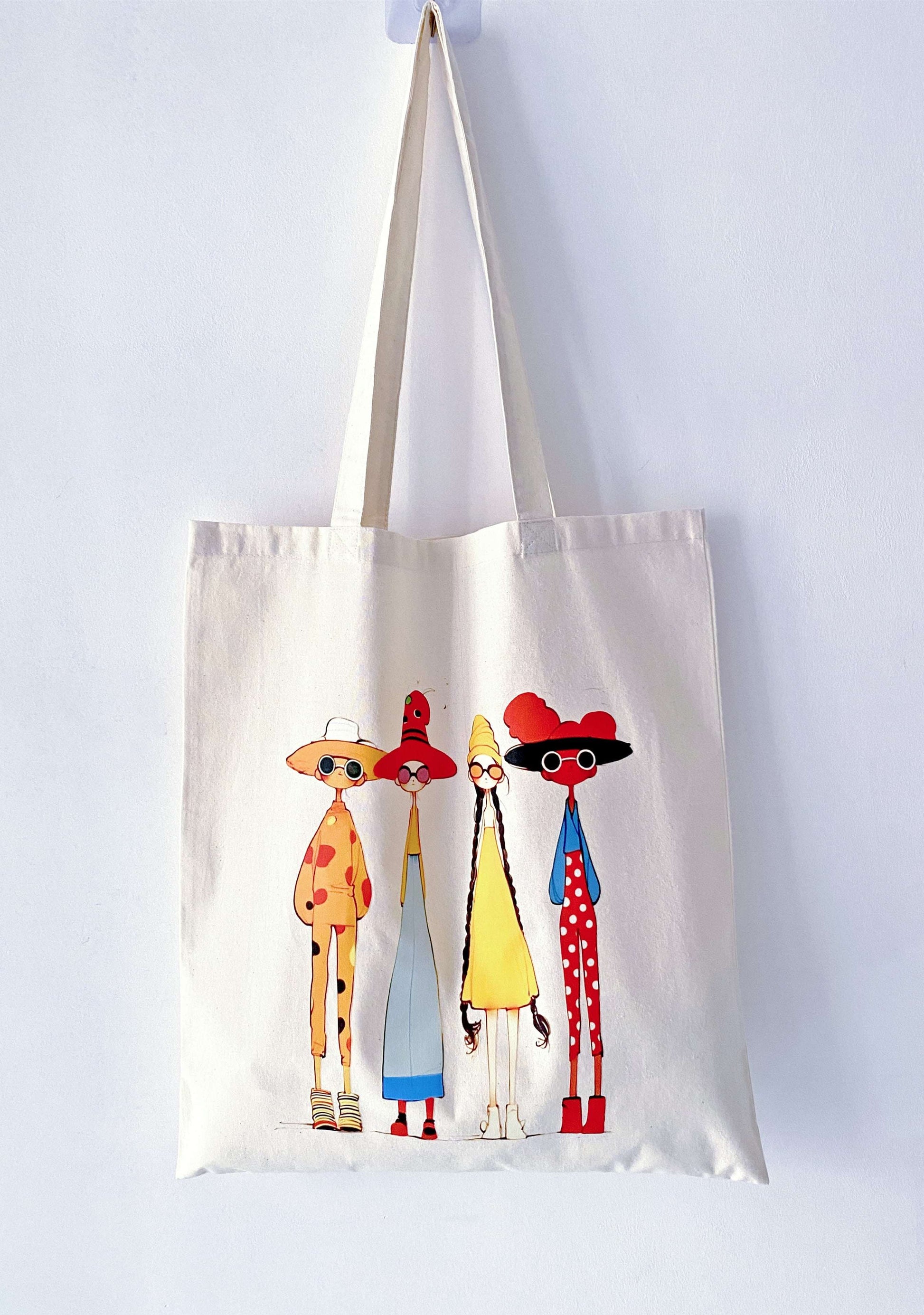 hand-designed print cotton tote for laid-back style