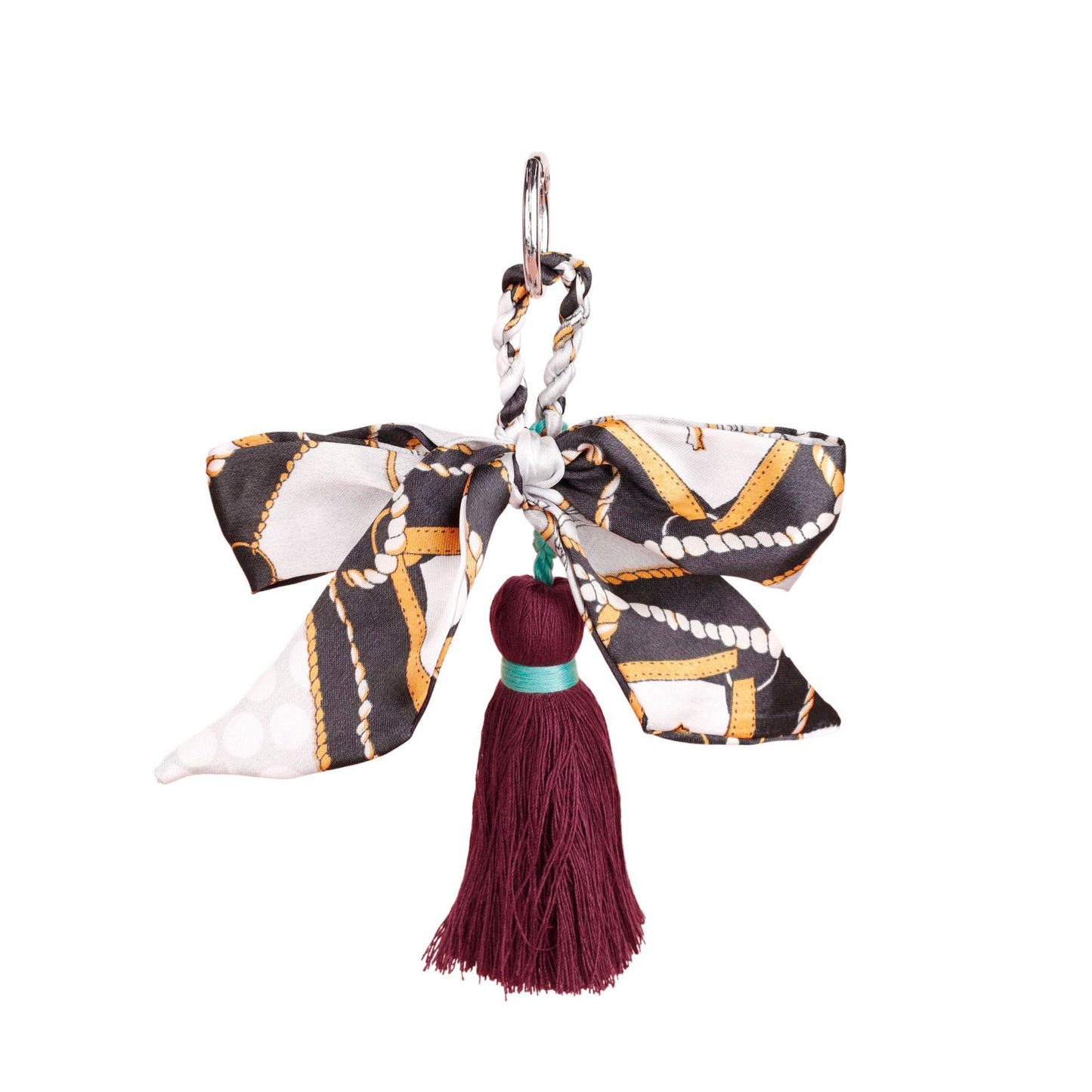 Ribbon bow bag tassel and key ring combo for daily styling