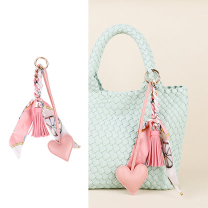 Heart scarf charm with a small PU tassel