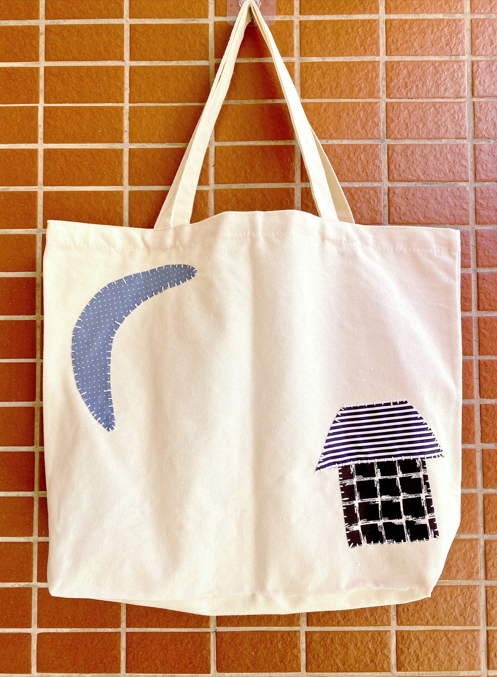 high quality handmade woven tote travel shopping bag Large Everyday Carry Tote With Artistic Fabric Patch Detail