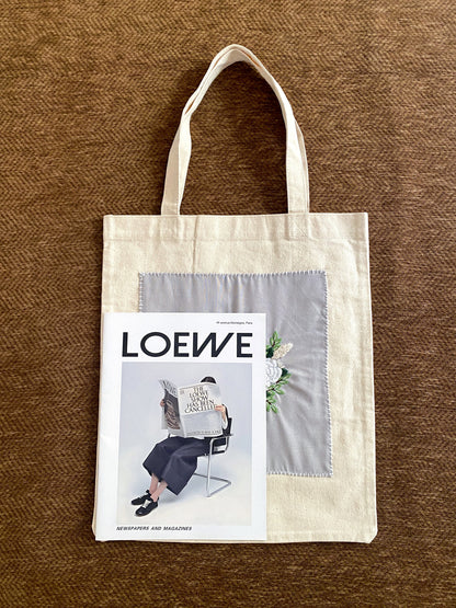 Hand embroidered canvas tote for a yoga lover and wellness enthusiast