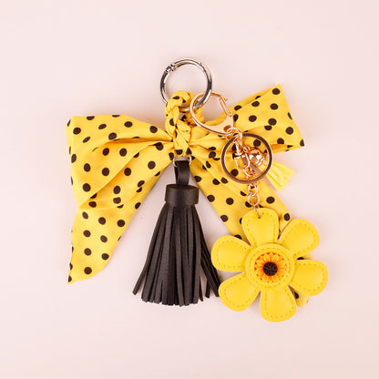 Handmade yellow scarf charm for everyday bags