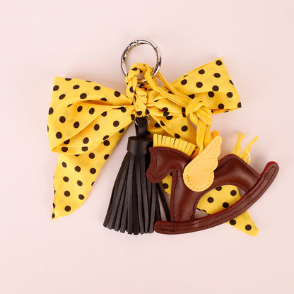 Handmade scarf bow charm for bags and keys