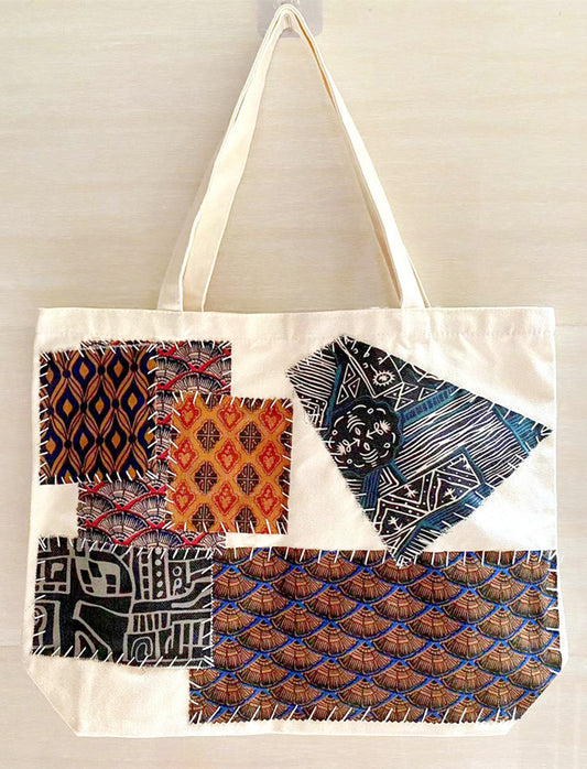 Custom Handcrafted Patchwork Canvas Tote Bag for Everyday Use