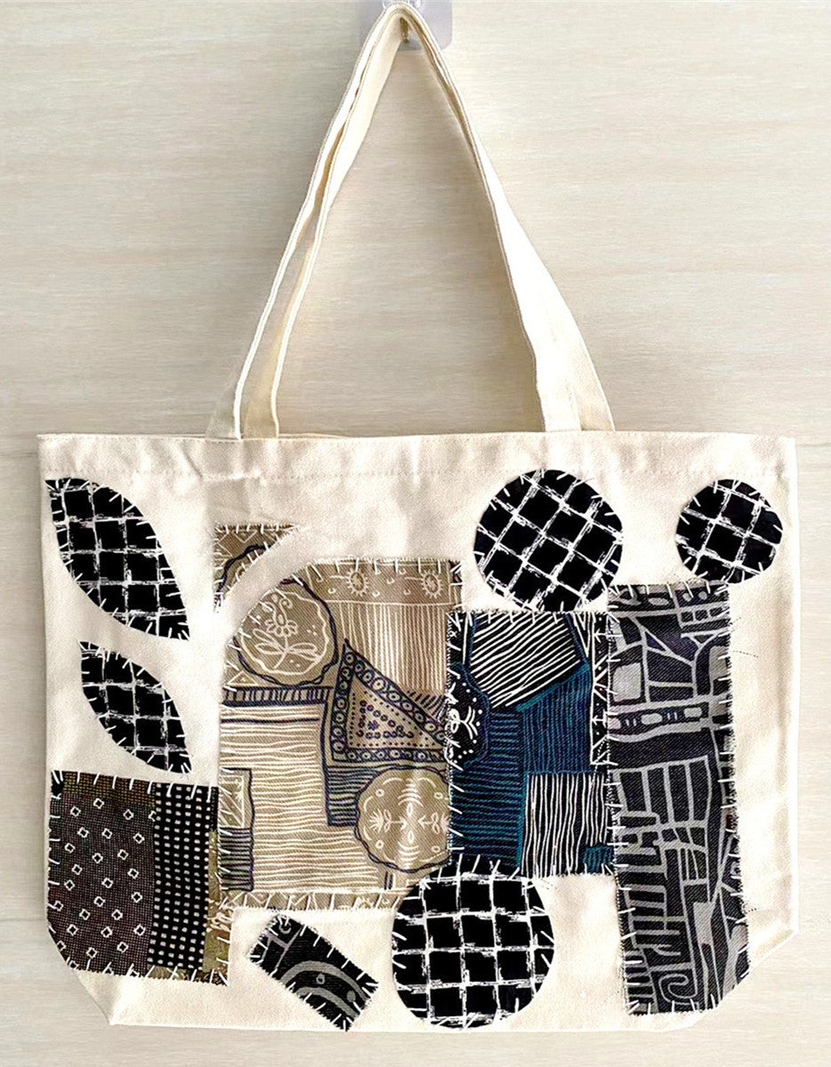 Personalized Design Handmade Patchwork Canvas Tote Bag With Large Capacity and Durable Construction