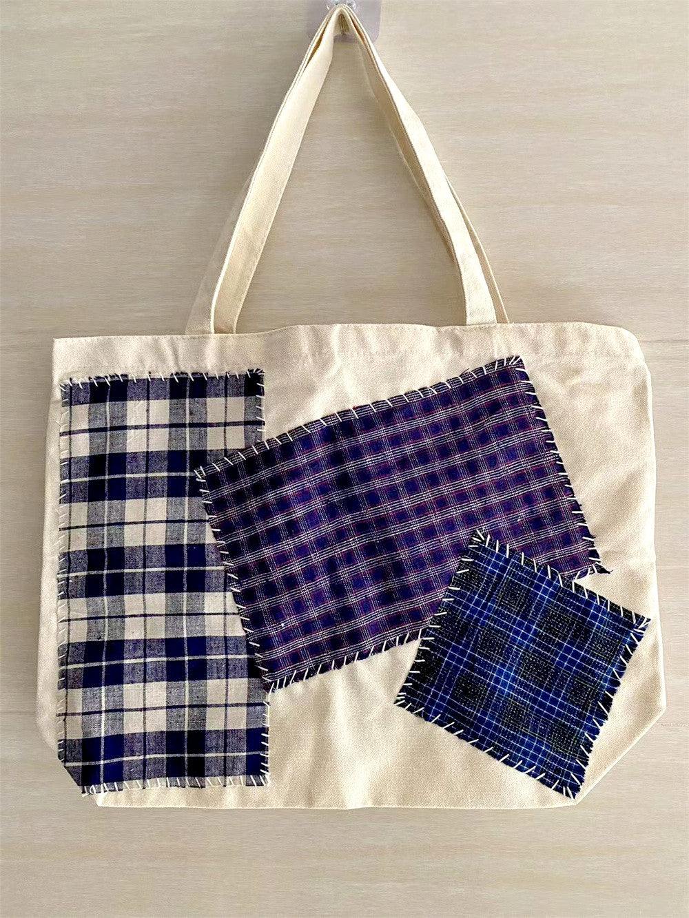 Hand-Sewn Patchwork Tote Bag