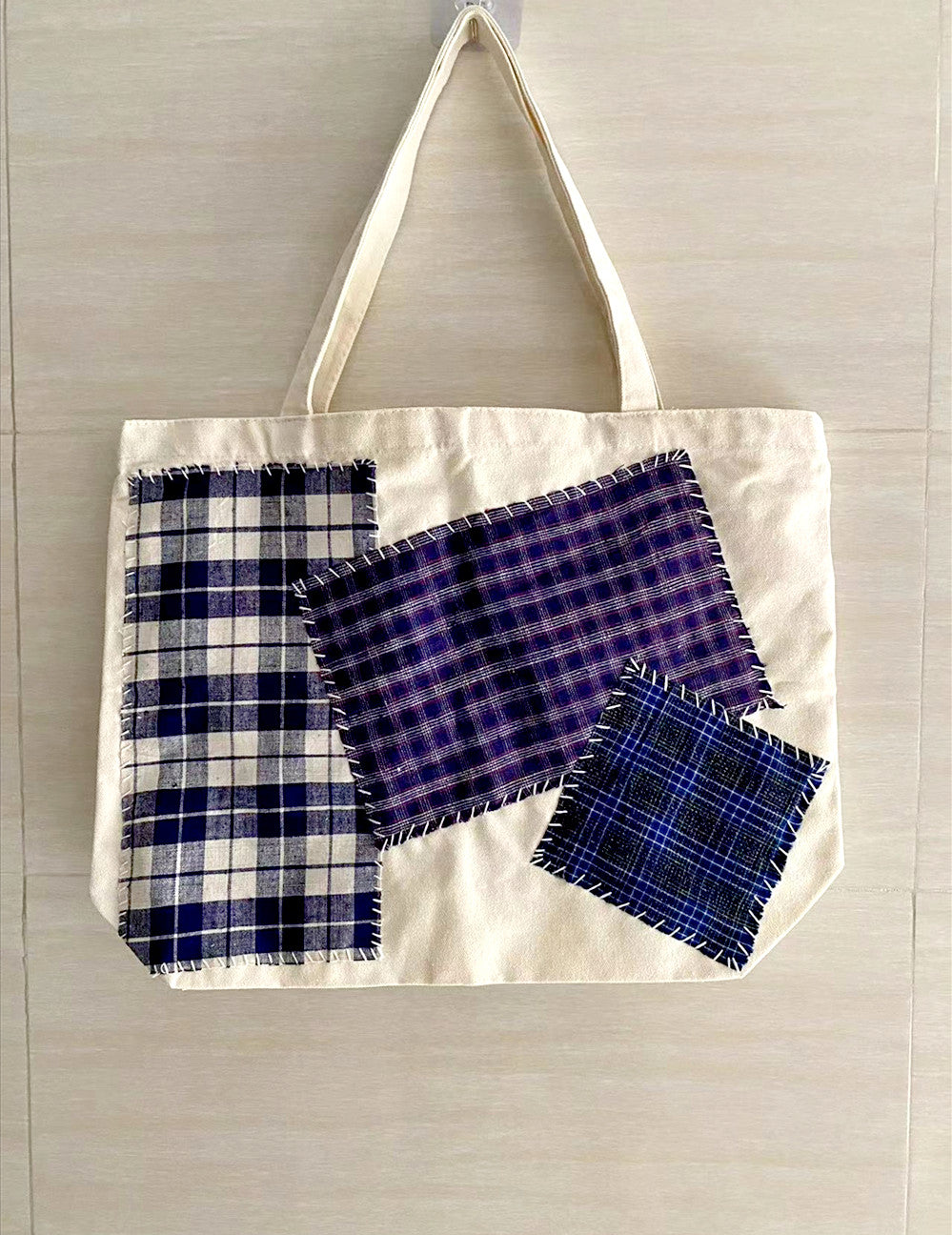 Large Capacity Handcrafted Canvas Tote Bag with Adjustable Shoulder Strap