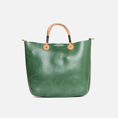Classic Leather Bucket Handbag for Her woyaza
