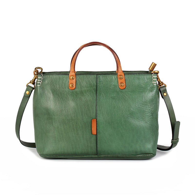 Sophisticated Retro Style Genuine Leather Tote for Ladies woyaza