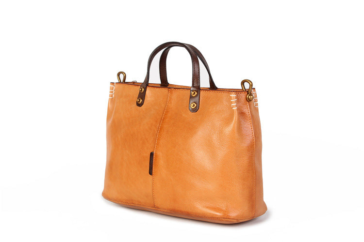 Handmade Chic Leather Women's Commuter Tote Bag woyaza