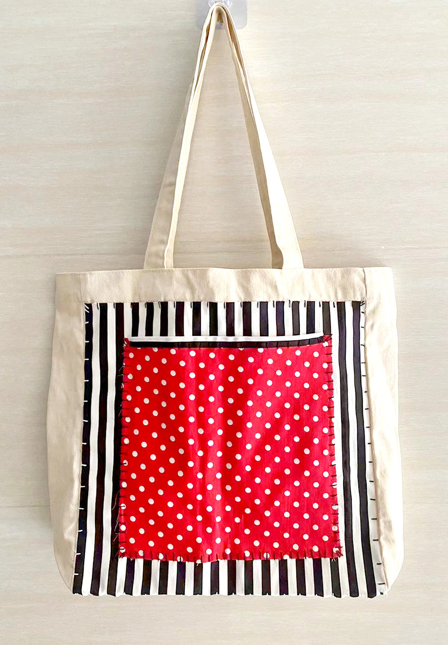 Handmade Patchwork Canvas Tote Bag for Shopping and Travel