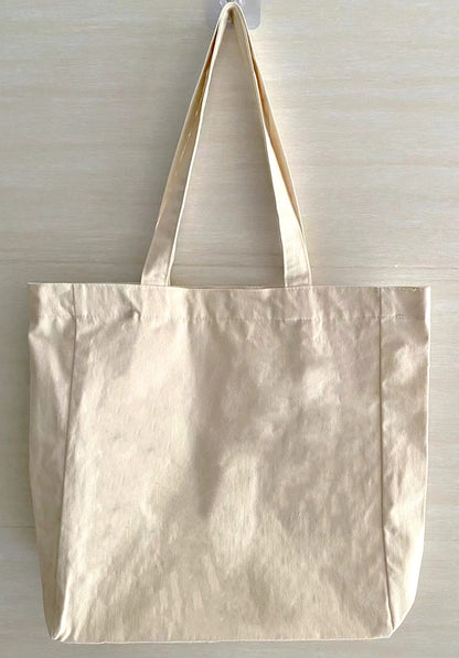 Handmade Canvas Tote Bag with Hand-Sewn Patchwork for Daily Use